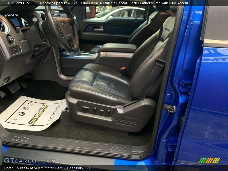 Blue Flame Metallic / Raptor Black Leather/Cloth with Blue Accent 2012 Ford F150 SVT Raptor SuperCrew 4x4