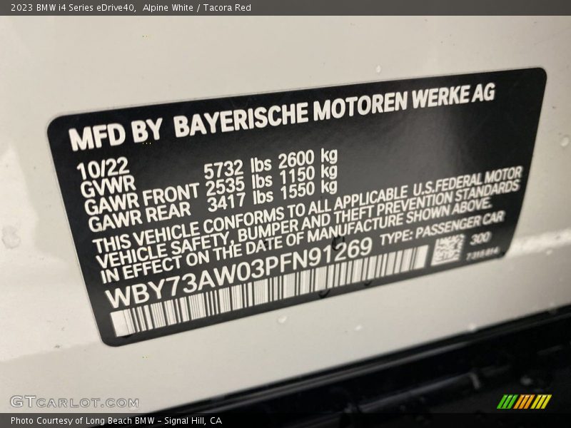 Alpine White / Tacora Red 2023 BMW i4 Series eDrive40