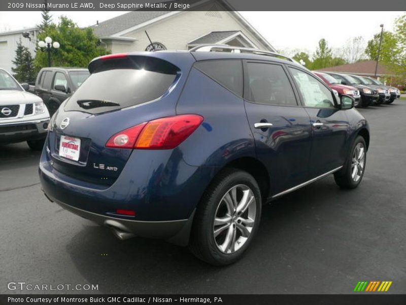 Deep Sapphire Metallic / Beige 2009 Nissan Murano LE AWD