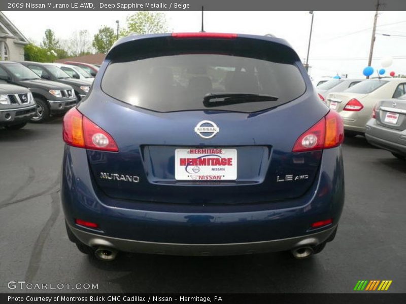 Deep Sapphire Metallic / Beige 2009 Nissan Murano LE AWD