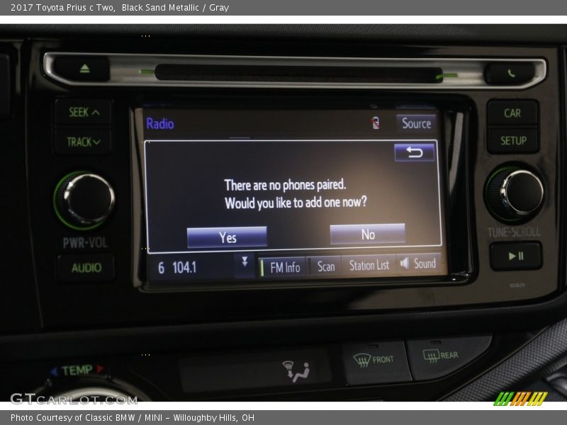 Black Sand Metallic / Gray 2017 Toyota Prius c Two