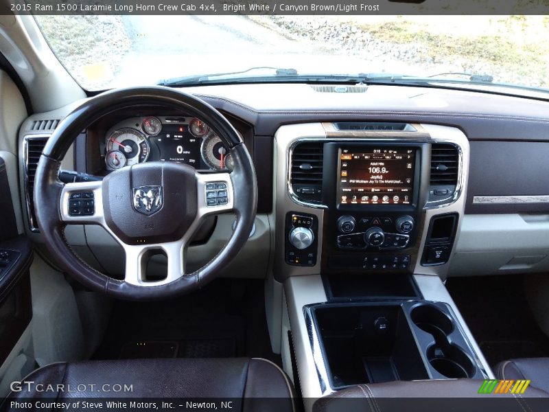 Bright White / Canyon Brown/Light Frost 2015 Ram 1500 Laramie Long Horn Crew Cab 4x4