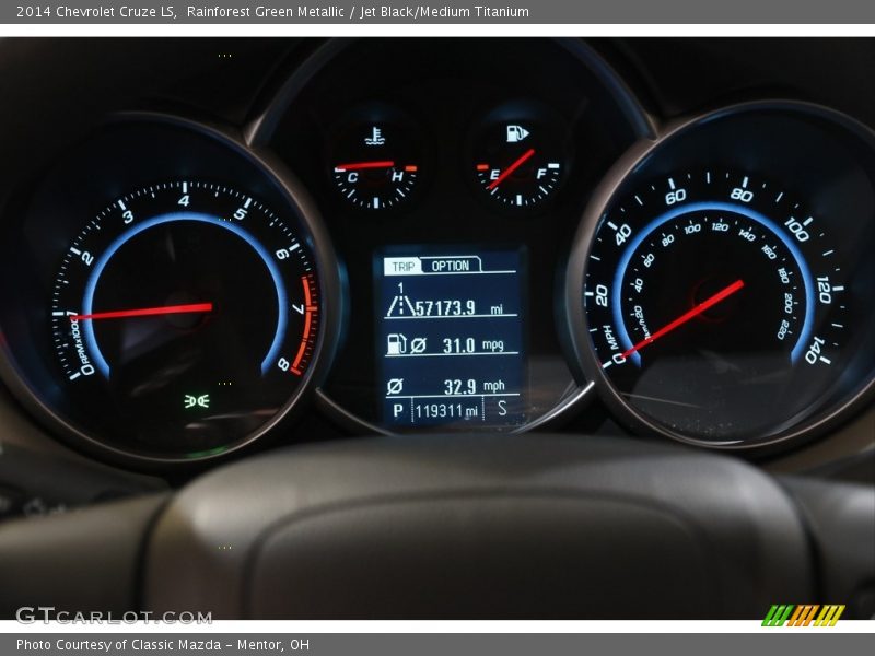 Rainforest Green Metallic / Jet Black/Medium Titanium 2014 Chevrolet Cruze LS