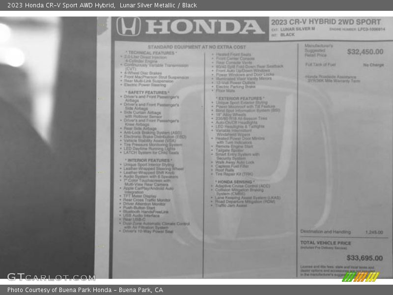 Lunar Silver Metallic / Black 2023 Honda CR-V Sport AWD Hybrid