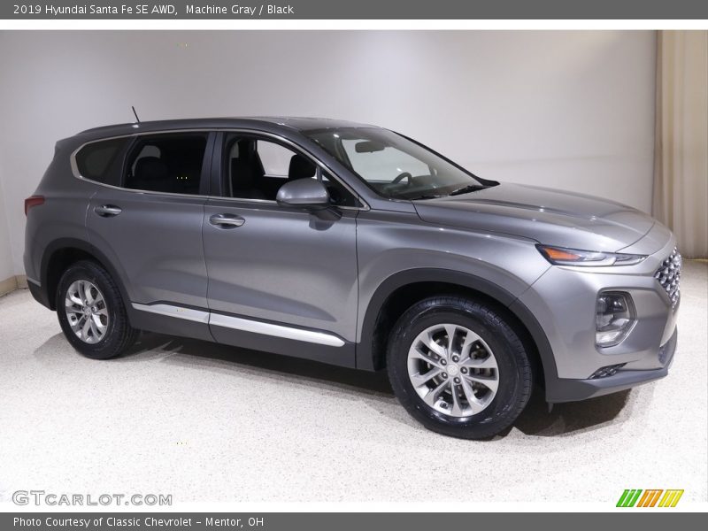 Machine Gray / Black 2019 Hyundai Santa Fe SE AWD