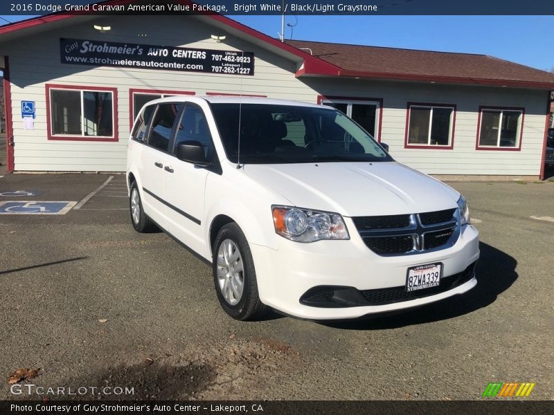 Bright White / Black/Light Graystone 2016 Dodge Grand Caravan American Value Package