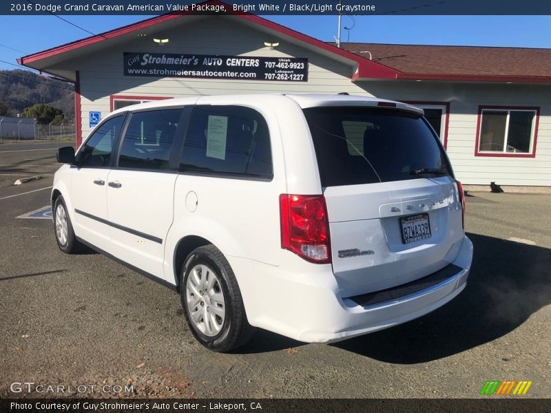 Bright White / Black/Light Graystone 2016 Dodge Grand Caravan American Value Package