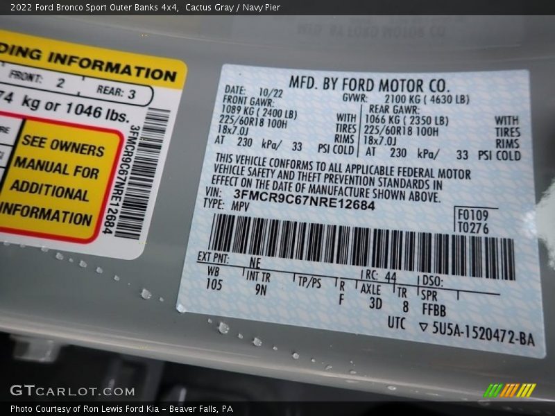 Cactus Gray / Navy Pier 2022 Ford Bronco Sport Outer Banks 4x4