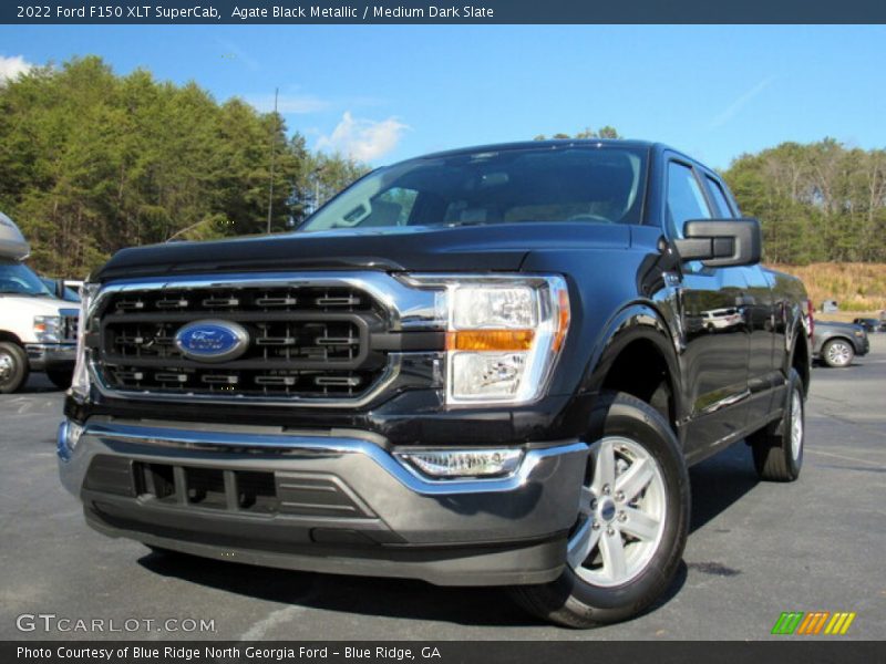 Agate Black Metallic / Medium Dark Slate 2022 Ford F150 XLT SuperCab