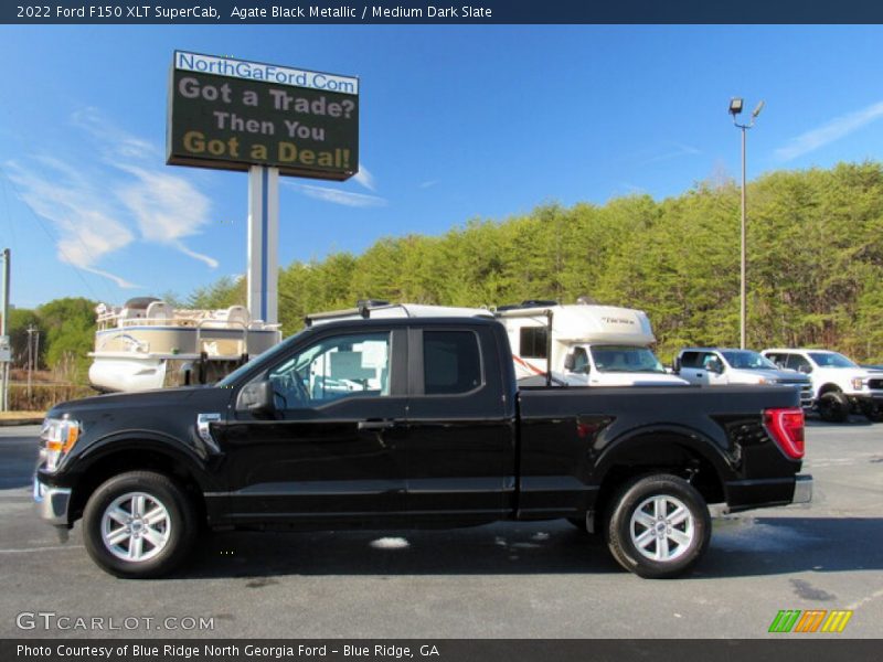 Agate Black Metallic / Medium Dark Slate 2022 Ford F150 XLT SuperCab