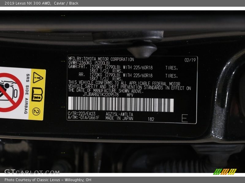 Caviar / Black 2019 Lexus NX 300 AWD