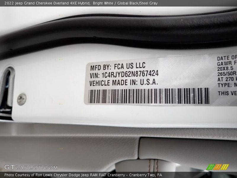 Bright White / Global Black/Steel Gray 2022 Jeep Grand Cherokee Overland 4XE Hybrid