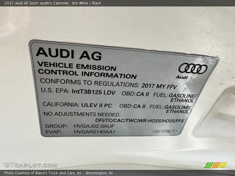 Ibis White / Black 2017 Audi A5 Sport quattro Cabriolet