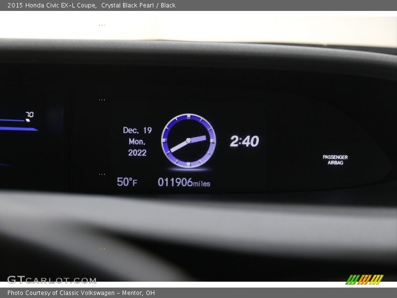 Crystal Black Pearl / Black 2015 Honda Civic EX-L Coupe