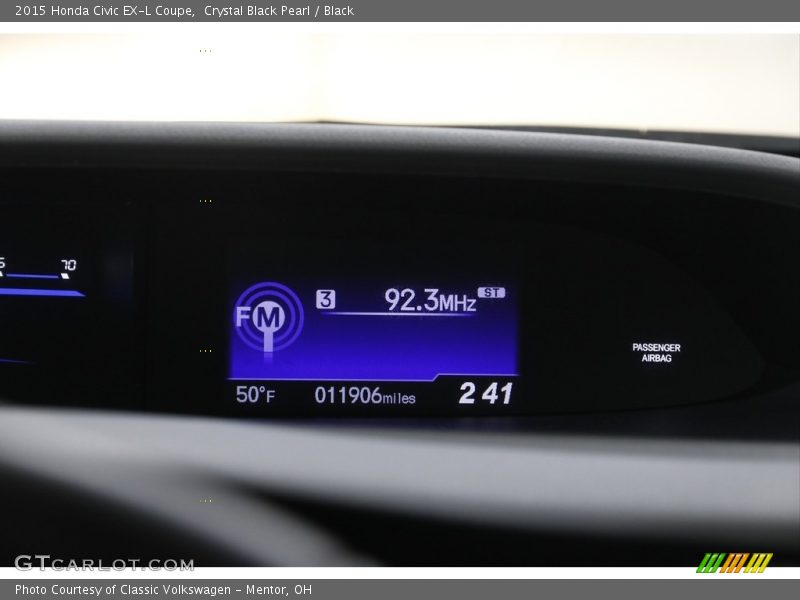 Crystal Black Pearl / Black 2015 Honda Civic EX-L Coupe