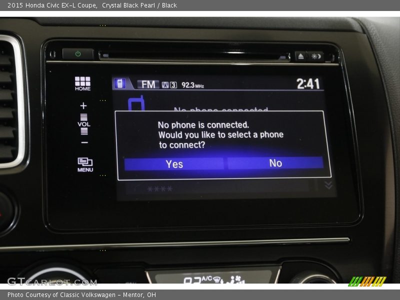 Crystal Black Pearl / Black 2015 Honda Civic EX-L Coupe