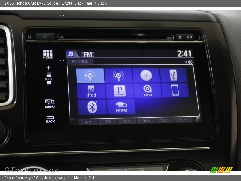 Crystal Black Pearl / Black 2015 Honda Civic EX-L Coupe