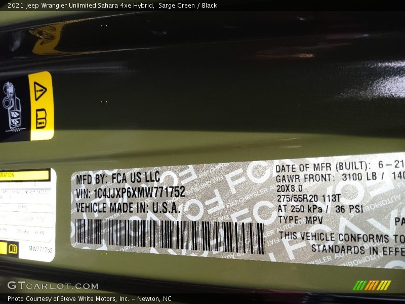 Sarge Green / Black 2021 Jeep Wrangler Unlimited Sahara 4xe Hybrid