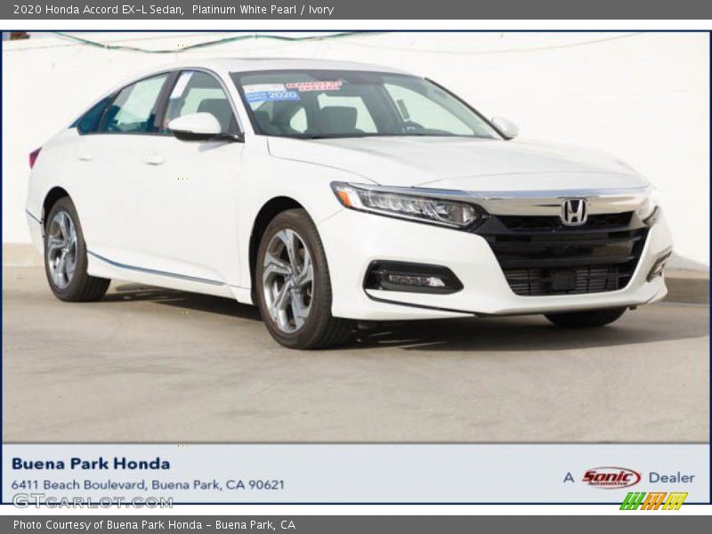 Platinum White Pearl / Ivory 2020 Honda Accord EX-L Sedan