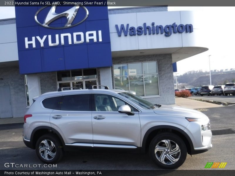 Shimmering Silver Pearl / Black 2022 Hyundai Santa Fe SEL AWD