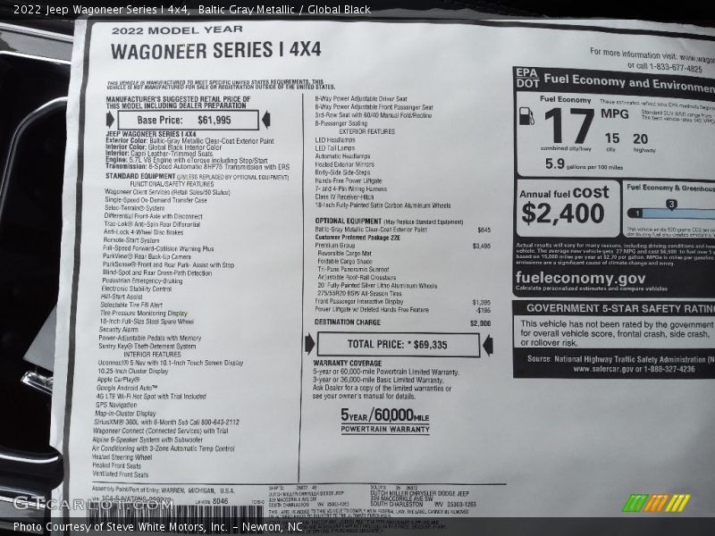 Baltic Gray Metallic / Global Black 2022 Jeep Wagoneer Series I 4x4