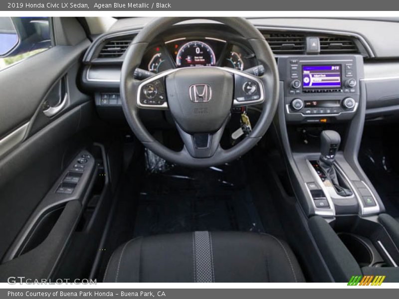 Agean Blue Metallic / Black 2019 Honda Civic LX Sedan
