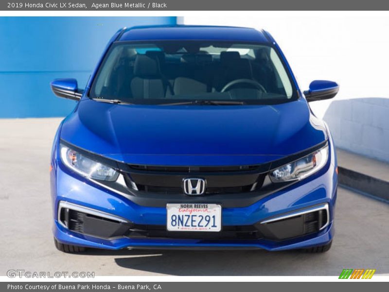 Agean Blue Metallic / Black 2019 Honda Civic LX Sedan