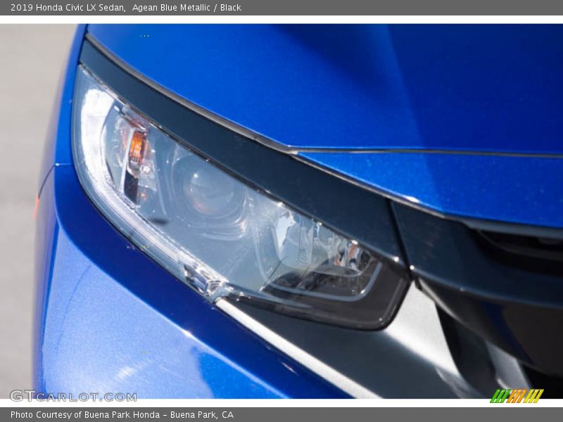 Agean Blue Metallic / Black 2019 Honda Civic LX Sedan