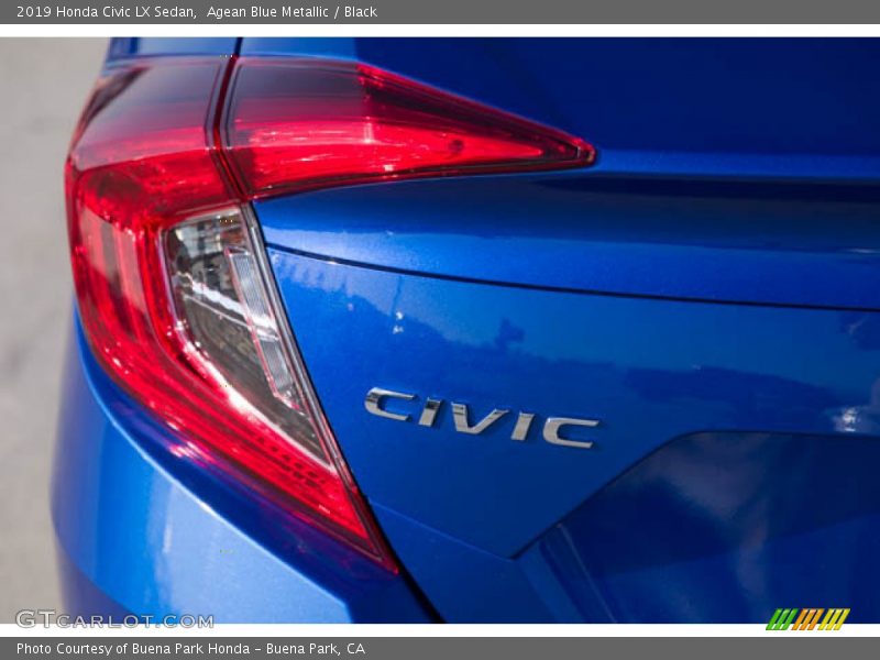 Agean Blue Metallic / Black 2019 Honda Civic LX Sedan