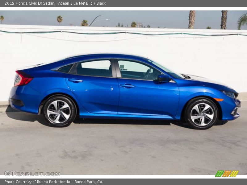 Agean Blue Metallic / Black 2019 Honda Civic LX Sedan