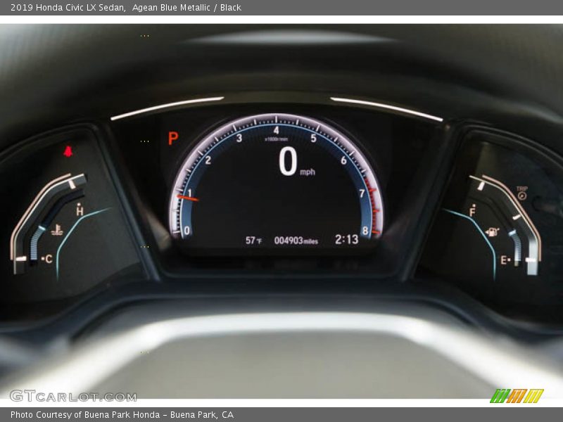 Agean Blue Metallic / Black 2019 Honda Civic LX Sedan