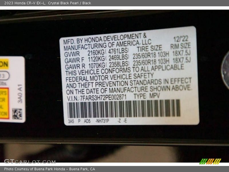 Crystal Black Pearl / Black 2023 Honda CR-V EX-L