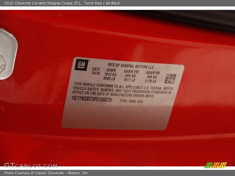 Torch Red / Jet Black 2015 Chevrolet Corvette Stingray Coupe Z51