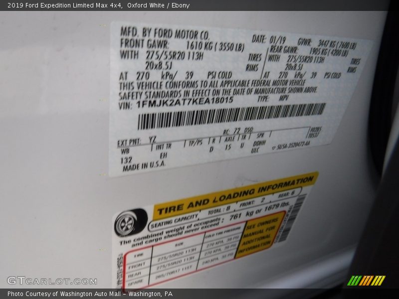 Oxford White / Ebony 2019 Ford Expedition Limited Max 4x4