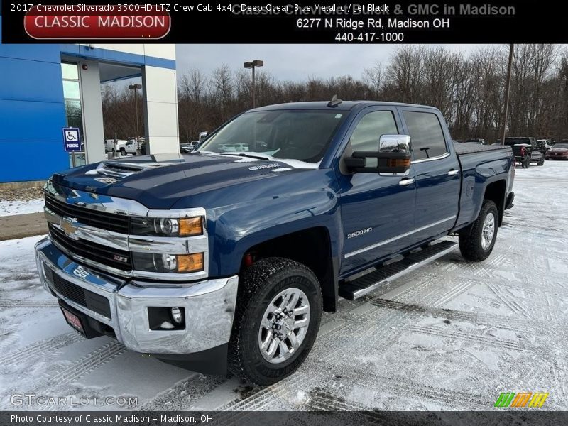Deep Ocean Blue Metallic / Jet Black 2017 Chevrolet Silverado 3500HD LTZ Crew Cab 4x4