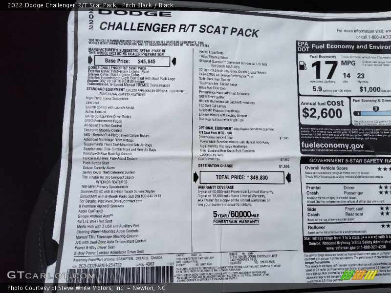 Pitch Black / Black 2022 Dodge Challenger R/T Scat Pack