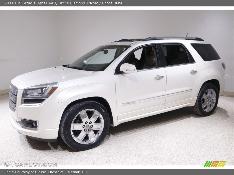 White Diamond Tricoat / Cocoa Dune 2014 GMC Acadia Denali AWD