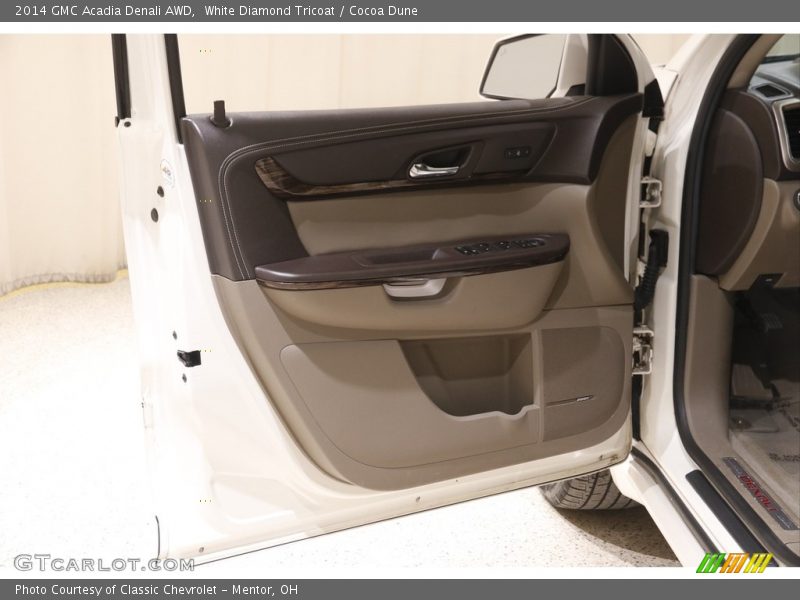 White Diamond Tricoat / Cocoa Dune 2014 GMC Acadia Denali AWD