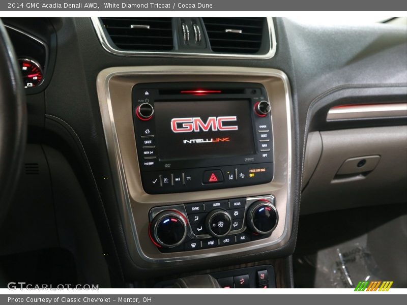 White Diamond Tricoat / Cocoa Dune 2014 GMC Acadia Denali AWD