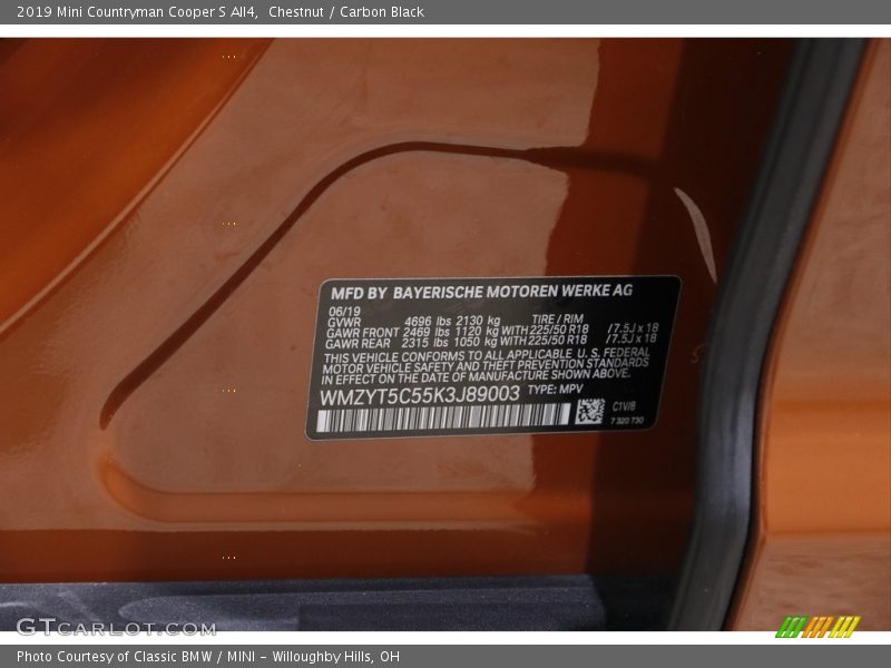 2019 Countryman Cooper S All4 Chestnut Color Code C1V