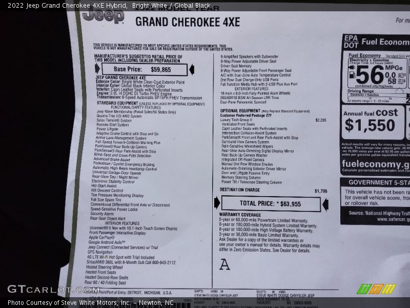 Bright White / Global Black 2022 Jeep Grand Cherokee 4XE Hybrid