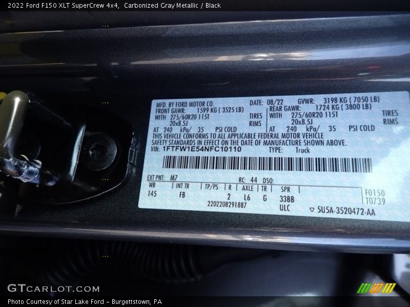 Carbonized Gray Metallic / Black 2022 Ford F150 XLT SuperCrew 4x4