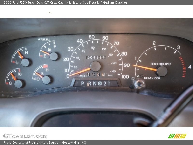 Island Blue Metallic / Medium Graphite 2000 Ford F250 Super Duty XLT Crew Cab 4x4