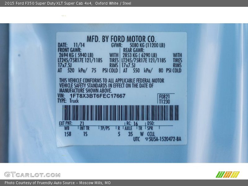Oxford White / Steel 2015 Ford F350 Super Duty XLT Super Cab 4x4