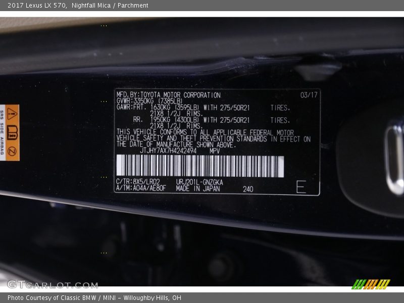Nightfall Mica / Parchment 2017 Lexus LX 570