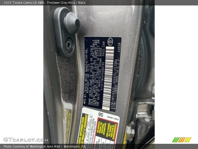 Predawn Gray Mica / Black 2023 Toyota Camry LE AWD