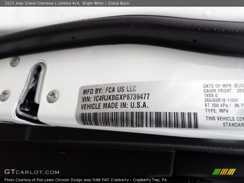 Bright White / Global Black 2023 Jeep Grand Cherokee L Limited 4x4