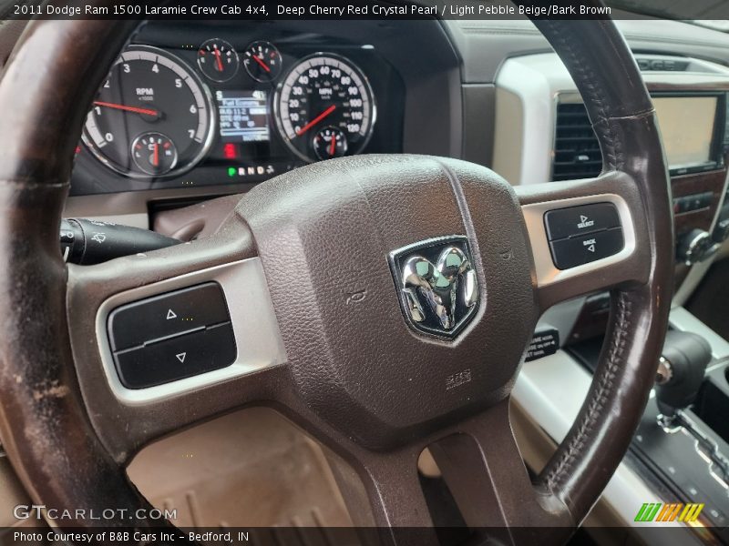 Deep Cherry Red Crystal Pearl / Light Pebble Beige/Bark Brown 2011 Dodge Ram 1500 Laramie Crew Cab 4x4
