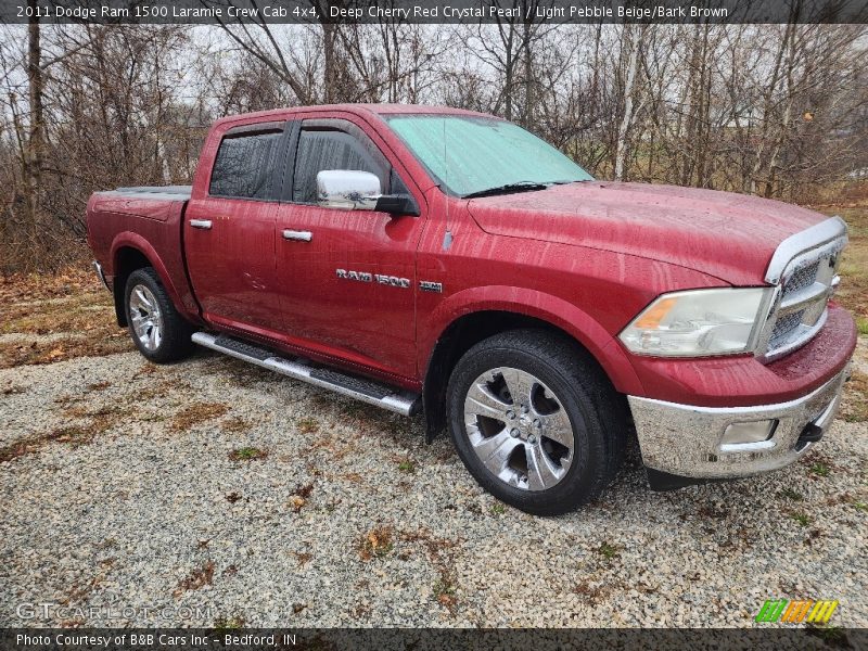 Deep Cherry Red Crystal Pearl / Light Pebble Beige/Bark Brown 2011 Dodge Ram 1500 Laramie Crew Cab 4x4