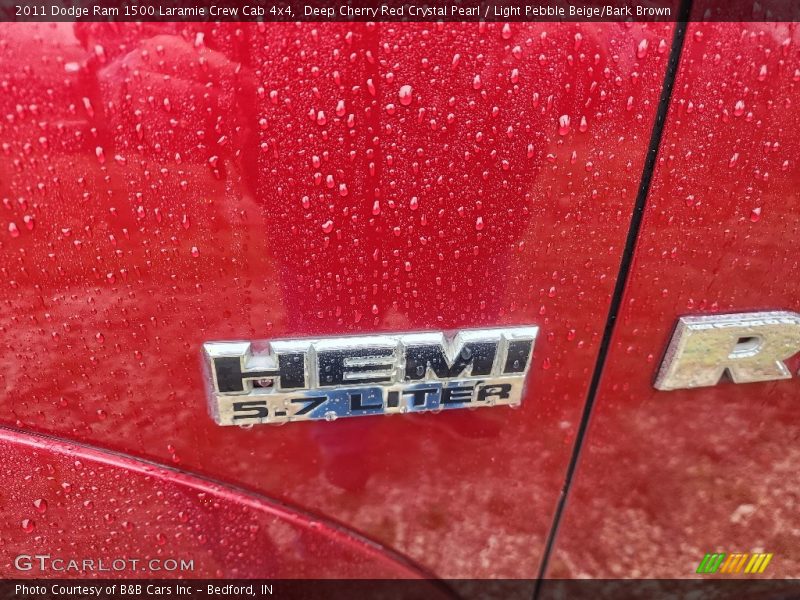 Deep Cherry Red Crystal Pearl / Light Pebble Beige/Bark Brown 2011 Dodge Ram 1500 Laramie Crew Cab 4x4